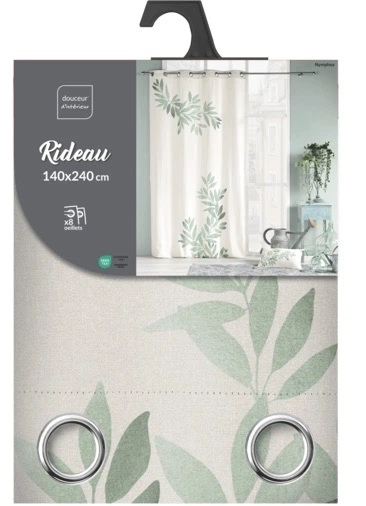 Штора на люверсах Douceur d'intérieur Nympa з принтом у вигляді листя 140 x 260 см (3574386124546) - зображення 3