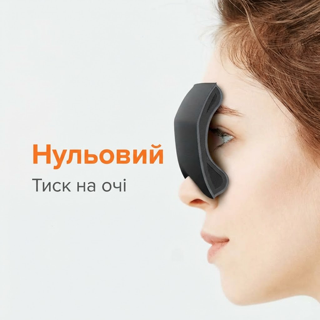 Маска для сна анатомическая 3D с эффектом памяти 99% затемнение повязка на глаза без давления дышащая для путешествий - изображение 3