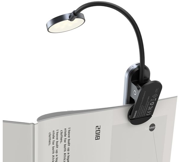 Портативна LED лампа на прищіпці Baseus Comfort Reading Mini Clip Lamp DGRAD-0G з вбудованим акумулятором 350 mAh для читання, роботи та ноутбука Deep space grey (6953156223523) - зображення 2