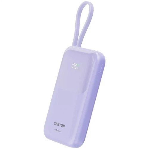 Батарея универсальная Canyon 10000mAh OnPower 101 PD/22.5W built-in cable Purple (CNS-CPB101PU) CANYON CNS-CPB101PU 928282 - Фото 2 Батарея универсальная Canyon 10000mAh OnPower 101 PD/22.5W built-in cable Purple (CNS-CPB101PU) CANYON CNS-CPB101PU 928282 - изображение 2