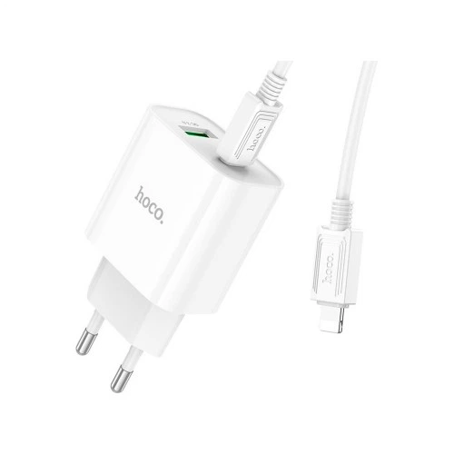 Зарядний пристрій HOCO C80A Plus Rapido 1xUSB-C PD20W + 1xUSB QC3.0 + cable USB-C to Lightning White (6931474779892) HOCO 6931474779892 925660 - зображення 3
