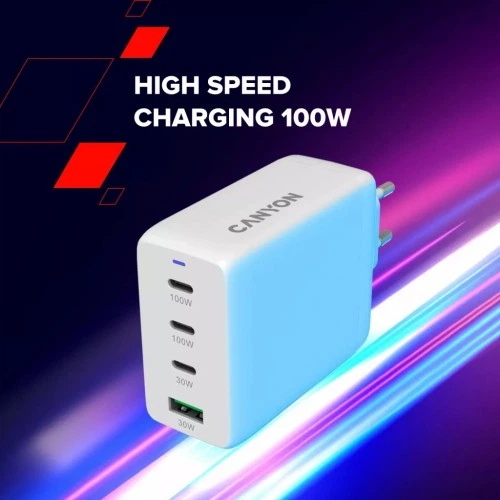 Зарядний пристрій Canyon CU100ACC GaN 100W 3xPD 1xQC EU White (CNS-CUW100ACC) CANYON CNS-CUW100ACC 925524 - зображення 10