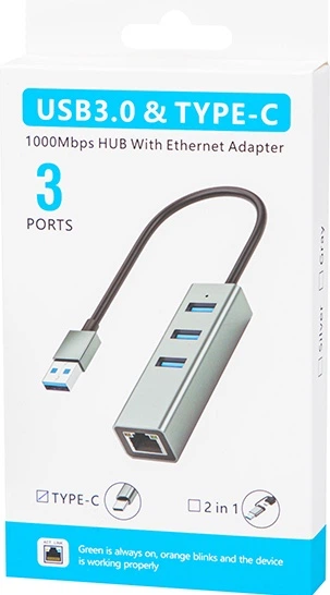 Адаптер Blow K-06 RJ45 - 3 x USB-C (5900804134749) - зображення 2