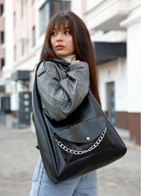 Женская сумка Sambag HOBO BLISS Черная 34 х 31 х 12 см (53453070) - Фото 3 Женская сумка Sambag HOBO BLISS Черная 34 х 31 х 12 см (53453070) - изображение 3