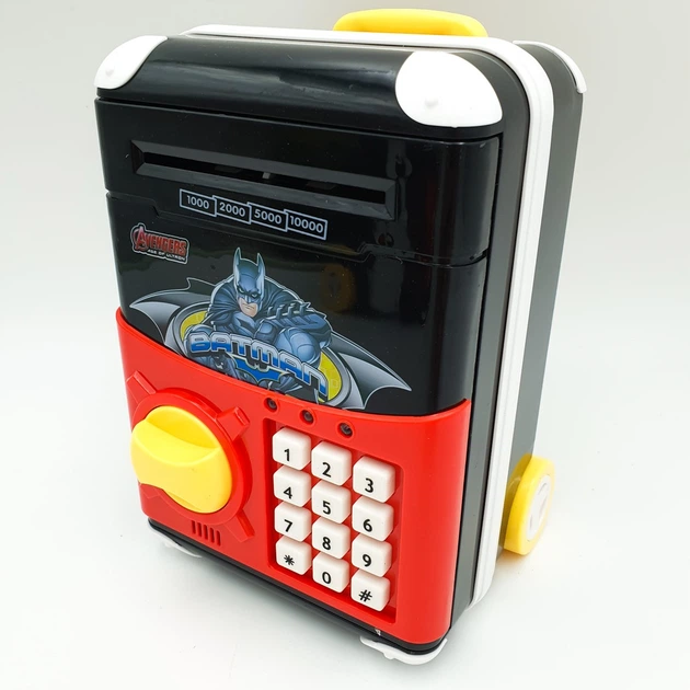 Дитячий іграшковий сейф IQToy Супергерої BatMan Бетмен валізу на колесах скарбничка з електронним кодовим замком - зображення 4