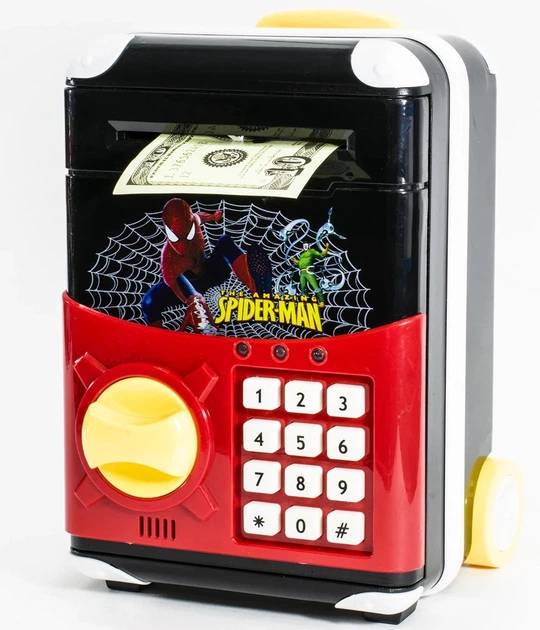 Игрушечный детский сейф IQToy Супергерои Spider Man Человек Паук чемодан на колесах копилка с электронным кодовым замком - Фото 2 Игрушечный детский сейф IQToy Супергерои Spider Man Человек Паук чемодан на колесах копилка с электронным кодовым замком - изображение 2