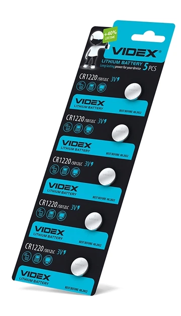 Батарейка литиевая Videx CR1220 5шт BLISTER CARD 23429 - изображение 2