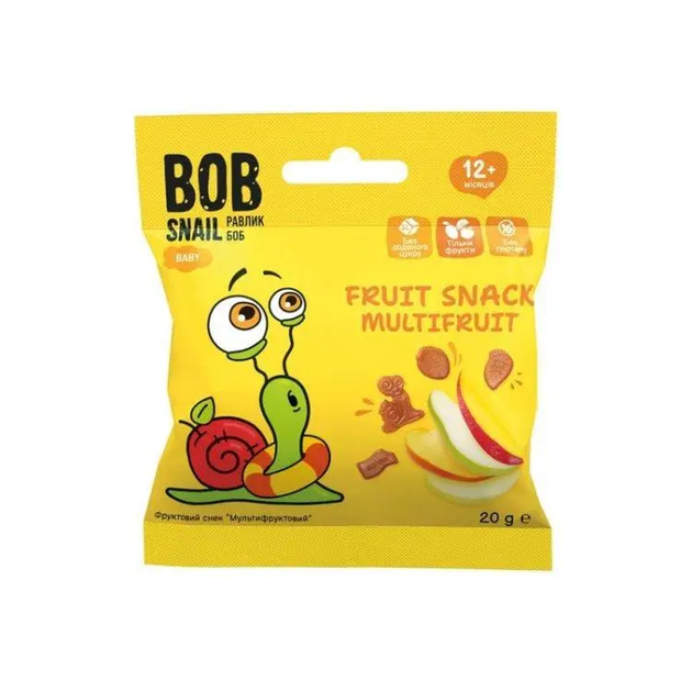 Натуральные снеки для детей Bob Snail Яблоко и груша 20 г - Фото 1 Натуральные снеки для детей Bob Snail Яблоко и груша 20 г - изображение 1