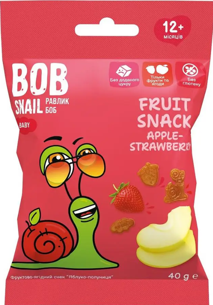 Натуральные снеки для детей Bob Snail Яблоко и клубника 20 г - изображение 4