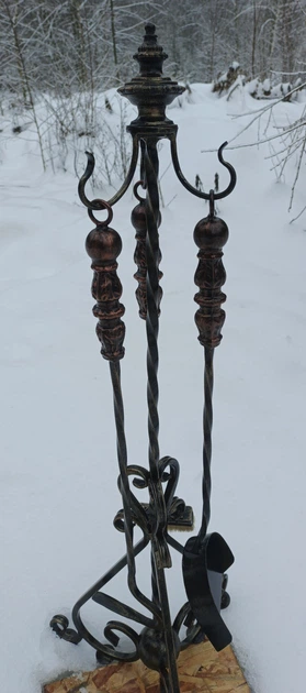 Кованый набор для каминов 3 предмета Бронзовый - изображение 2