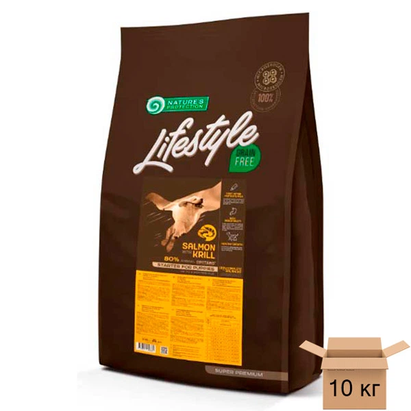 Nature's Protection Lifestyle Grain Free Salmon with krill Starter For Puppies беззерновой корм для щенков (стартер) всех пород с лососем и крилем - 10 кг NPLS45683 - Фото 1 Nature's Protection Lifestyle Grain Free Salmon with krill Starter For Puppies беззерновой корм для щенков (стартер) всех пород с лососем и крилем - 10 кг NPLS45683 - изображение 1