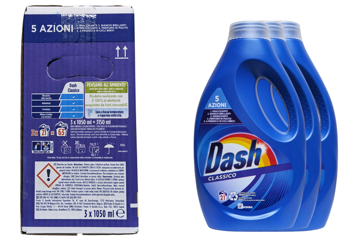 Рідкий засіб для прання універсальний DASH lav liq base lav 21 ml.1050 regolare x3 tripack - Фото 2 Рідкий засіб для прання універсальний DASH lav liq base lav 21 ml.1050 regolare x3 tripack - зображення 2