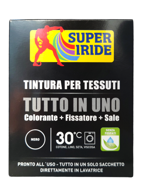 Фарба для одягу чорна SUPER IRIDE colo. TUTTO in 1 nero 350 г. - Фото 1 Фарба для одягу чорна SUPER IRIDE colo. TUTTO in 1 nero 350 г. - изображение 1