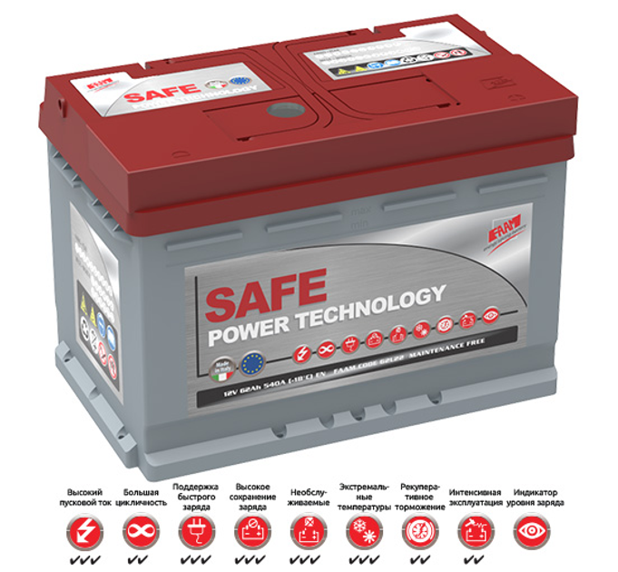 Аккумулятор автомобильный FAAM Top Power Safe 100 Ач 800А (00X56) - изображение 1