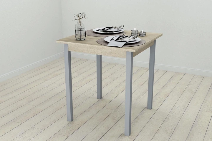 Стол кухонный Ferrum-decor Диего 75x70x70 Серый ДСП Сонома 16мм (DIE0053) - Фото 2 Стол кухонный Ferrum-decor Диего 75x70x70 Серый ДСП Сонома 16мм (DIE0053) - изображение 2