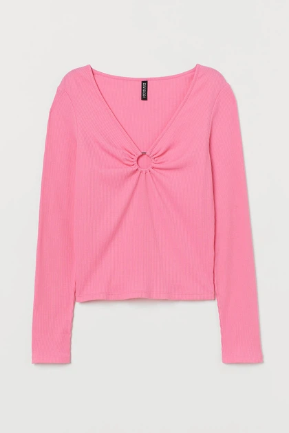 Топ с длинным рукавом H&M 7681470 M Розовый (2030000230211) - Фото 1 Топ с длинным рукавом H&M 7681470 M Розовый (2030000230211) - изображение 1