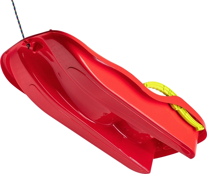 Sanki plastikowe Kadax z rączkami, hamulcem i linką Czerwone K6408 (5903699455524) - obraz 4