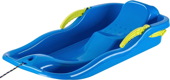 Sanki plastikowe Kadax z rączkami, hamulcem i linką Niebieskie K6409 (5903699455531) - obraz 1