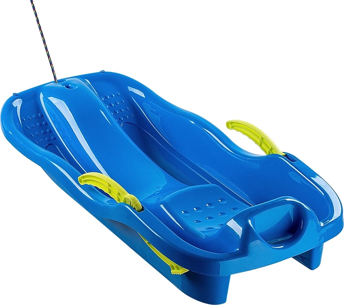 Sanki plastikowe Kadax z rączkami, hamulcem i linką Niebieskie K6409 (5903699455531) - obraz 2