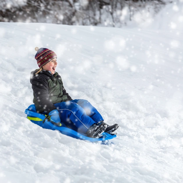 Sanki plastikowe Kadax z rączkami, hamulcem i linką Niebieskie K6409 (5903699455531) - obraz 9