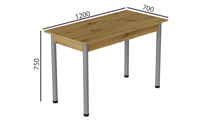 Стол кухонный Ferrum-decor Бенита 75x120x70 Серый ДСП Дуб Артизан 16мм (BEN0055) - изображение 3