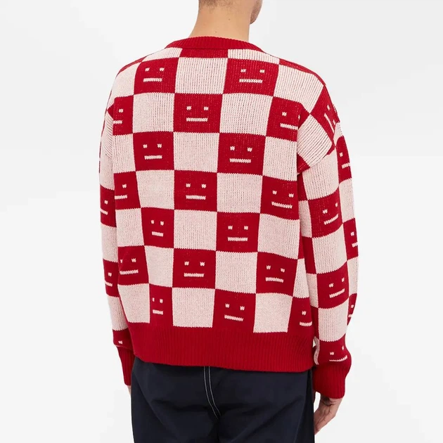 Свитер No Brand Face Maglia jacquard wool sweater Red/White S - изображение 2
