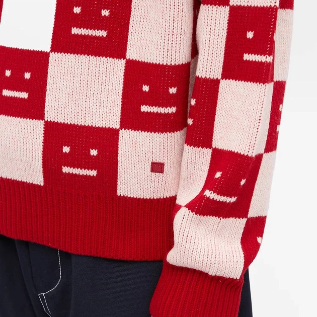 Свитер No Brand Face Maglia jacquard wool sweater Red/White S - изображение 4