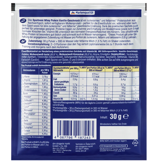 Протеїновий протеїн у порошку Sportness Vanilla Protein Sachet 30 г - зображення 4