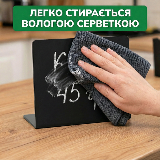 Цінники-таблички ECOTAG L‑подібні 100×70 мм чорні набір 10 шт крейдяні пластик (1028) - зображення 8