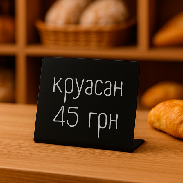 Цінники-таблички ECOTAG L‑подібні 100×70 мм чорні набір 10 шт крейдяні пластик (1028) - зображення 5