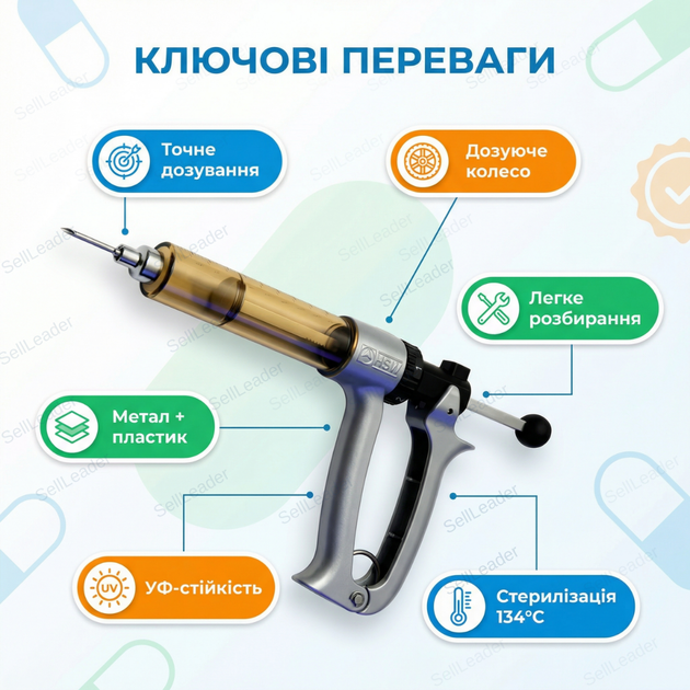 Шприц ветеринарний HSW Multi-Matic 25 мл для вакцинації кіз свиней птиці КРС дозатор luer lock автоматичний - зображення 2