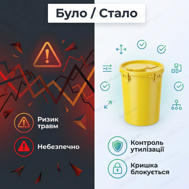 Контейнер 2.5 л для утилизации игл шарп ведро желтое для шприцев бачок экологичный полипропилен для ветклиник - изображение 5