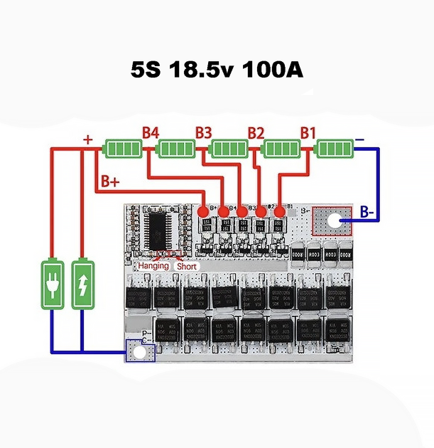 Плата BMS BT3-5_v2 5S 18.5V 100A для защиты и балансировки Li-ion аккумуляторов - изображение 2