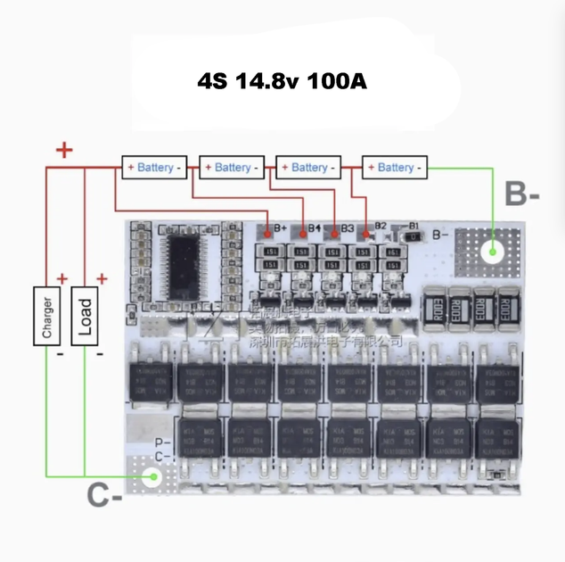Плата BMS BT3-5_v4 4S 14.8V 100A для защиты и балансировки Li-ion аккумуляторов - Фото 2 Плата BMS BT3-5_v4 4S 14.8V 100A для защиты и балансировки Li-ion аккумуляторов - изображение 2