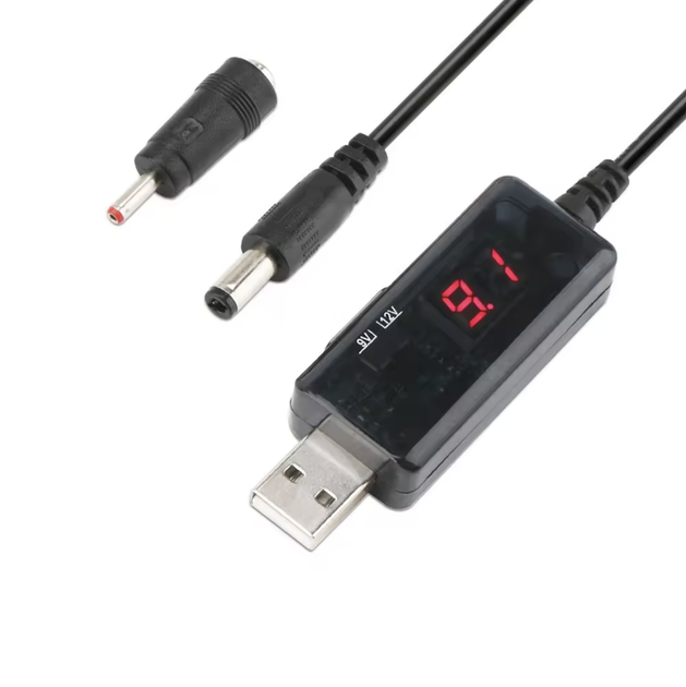Кабель инвертор повышающий на 9-12В для роутера USBx5.5x2.1 от PowerBank - Фото 1 Кабель инвертор повышающий на 9-12В для роутера USBx5.5x2.1 от PowerBank - изображение 1