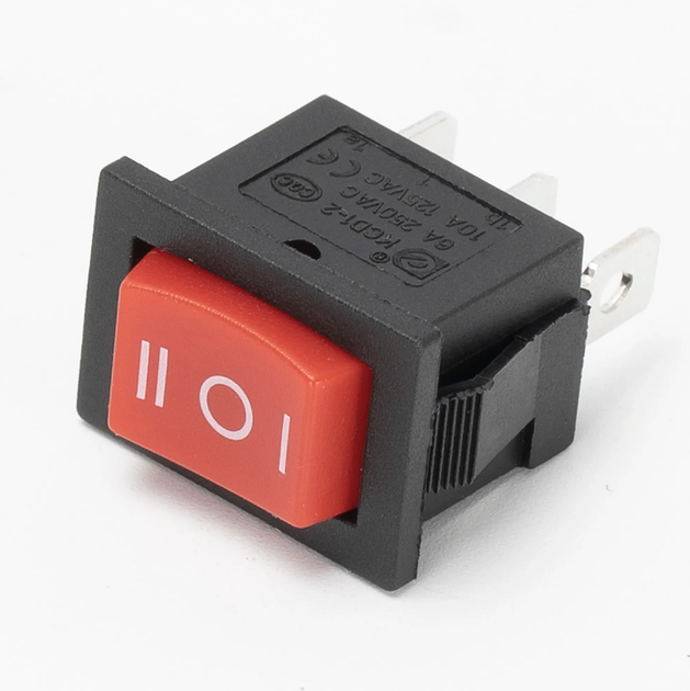 Сетевой выключатель 3-позиционный KCD1 3pin 6А 250V Красый 15х21мм - изображение 3