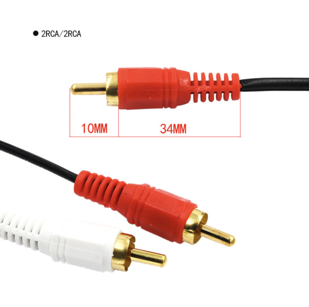 Кабель тюльпанів 2xRCA до 2xRCA 3 м позолочений для мультимедіа - зображення 4