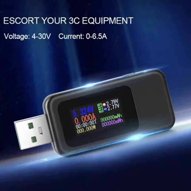 Цифровой USB тестер KEWEISI KWS-MX18L 200W 6.5A для измерения напряжения и тока - Фото 2 Цифровой USB тестер KEWEISI KWS-MX18L 200W 6.5A для измерения напряжения и тока - изображение 2