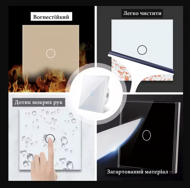 WiFi сенсорный выключатель на 2 кнопки черный 1000W Tuya SmartLife GoogleHome - Фото 3 WiFi сенсорный выключатель на 2 кнопки черный 1000W Tuya SmartLife GoogleHome - изображение 3