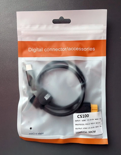 USB Type-C на XT60 Female кабель 50см для гаджетов 100Вт - изображение 4