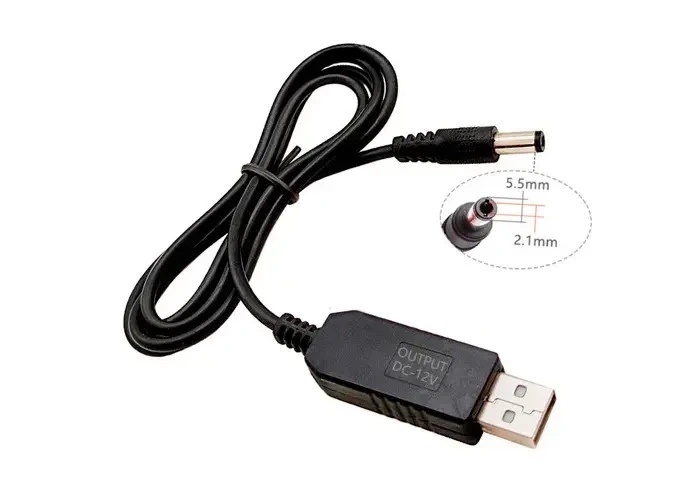 Кабель DC USB інвертор перетворювач для роботи роутера на 12 вольт 2.1x5.5 мм - зображення 2