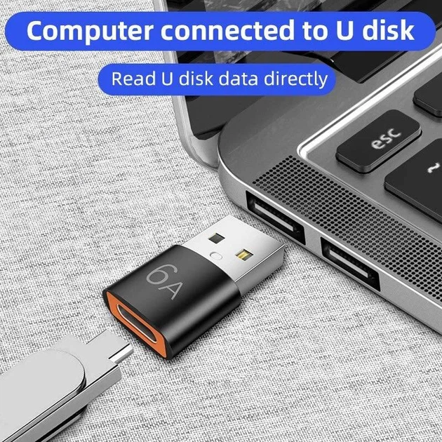 Переходник 6А USB-C Female на USB-A Male для смартфона - Фото 4 Переходник 6А USB-C Female на USB-A Male для смартфона - изображение 4