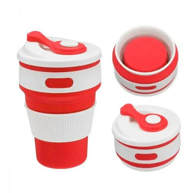 Чашка силиконовая SILICON MAGIC CUP с герметичной крышкой и поилкой Красная 7194 - изображение 3