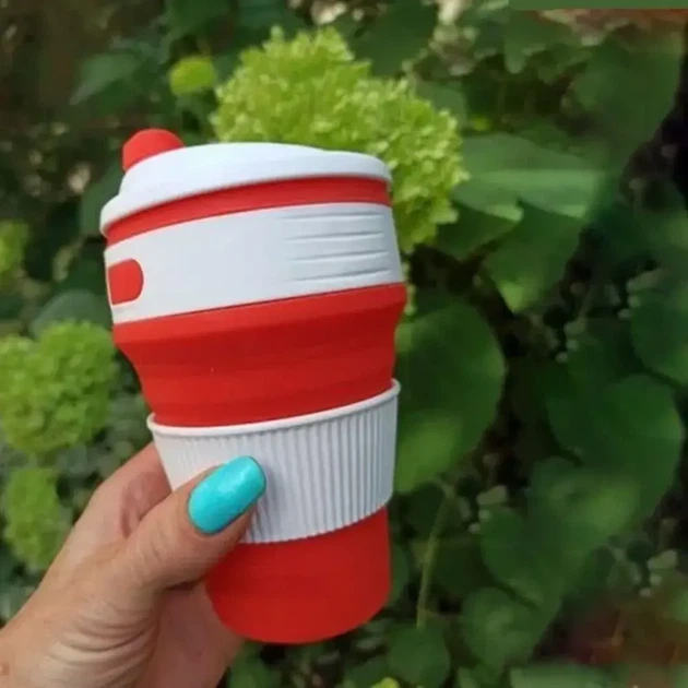 Чашка силиконовая SILICON MAGIC CUP с герметичной крышкой и поилкой Красная 7194 - изображение 8