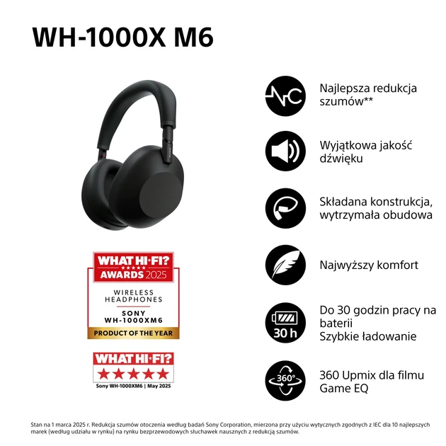 Навушники Sony WH-1000XM6 ANC Bluetooth Вlack - зображення 2