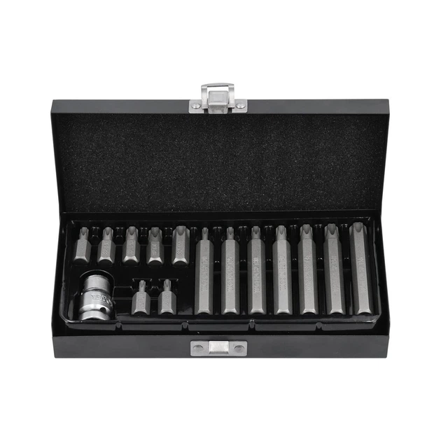 Набор насадок отверточных Yato TORX SECURITY Т20-55 с переходником 1/2" 15 предметов (YT-0417) - Фото 1 Набор насадок отверточных Yato TORX SECURITY Т20-55 с переходником 1/2" 15 предметов (YT-0417) - изображение 1