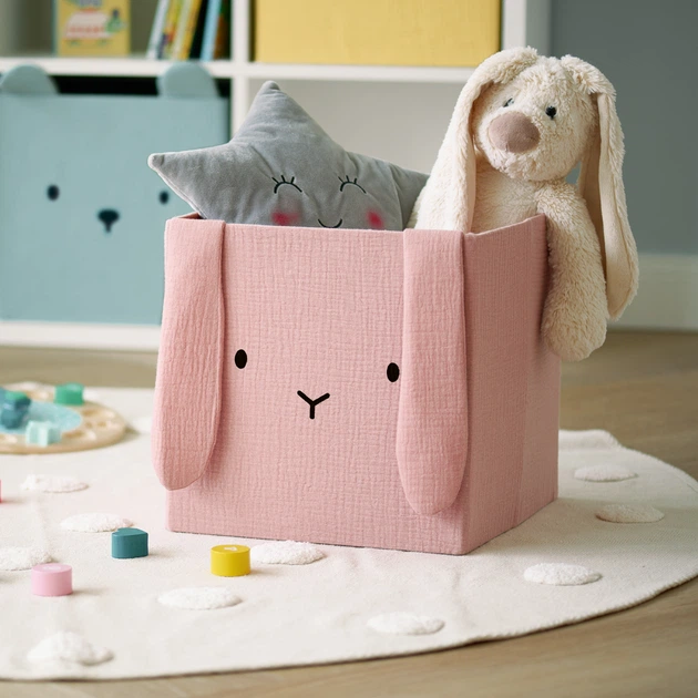 Pojemnik na zabawki Zeller Cozy Kids z uszkami muślinowy różowy 28 x 28 x 28 cm 97417 (4003368144931) - obraz 4