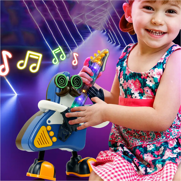 Танцующая игрушка гитара 25,5 см с подсветкой и музыкой для детей от 3 лет Electric Dancing Robot с батарейками - изображение 7