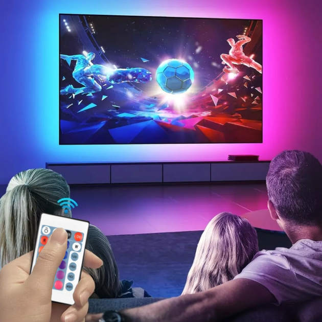 Світлодіодна LED стрічка RGB 5 м 220 В з пультом для підсвітки кімнати - зображення 5