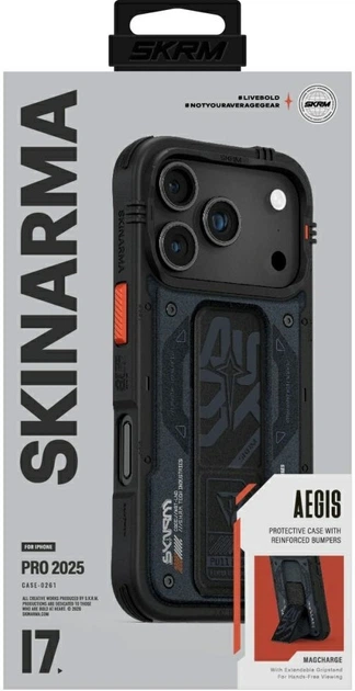Etui plecki SkinArma Aegis Magnetic Charging + Grip Stand do Apple iPhone 17 Pro Navy Blue (SK-2025IPP6.3-AEGIS-BLU) - obraz 2